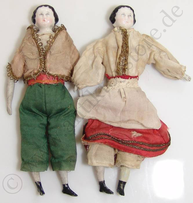 2 uralte frühe Biedermeier Puppen * 1840-1860