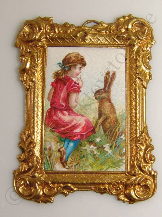 uraltes Puppenstuben Wandbild Goldblech * um 1900