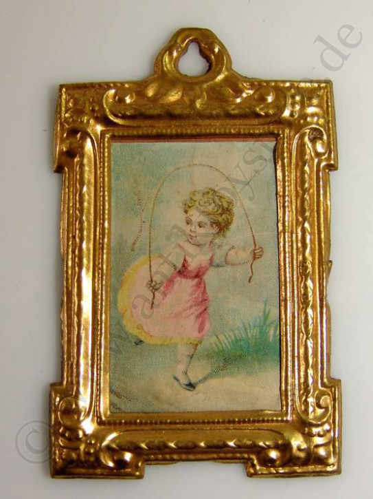 uraltes Puppenstuben Goldblech Wandbild * um 1900