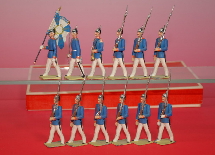 antique G. Heyde tin figures * 12 pieces Bavarian infantry * size 0 * at 1900