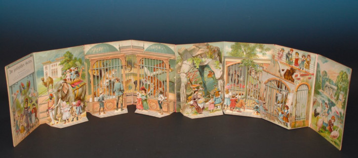 uraltes Aufstellbilderbuch * Im zoologischen Garten * Verlag Schreiber in Esslingen um 1900
