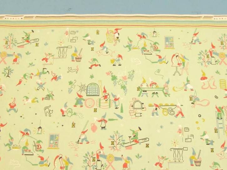 antique Doll house wallpaper with gnome motive * twenties