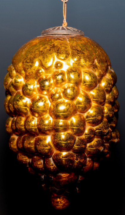 uralter Weihnachtsschmuck * große goldfarbener Biedermeier Traube * vor 1900