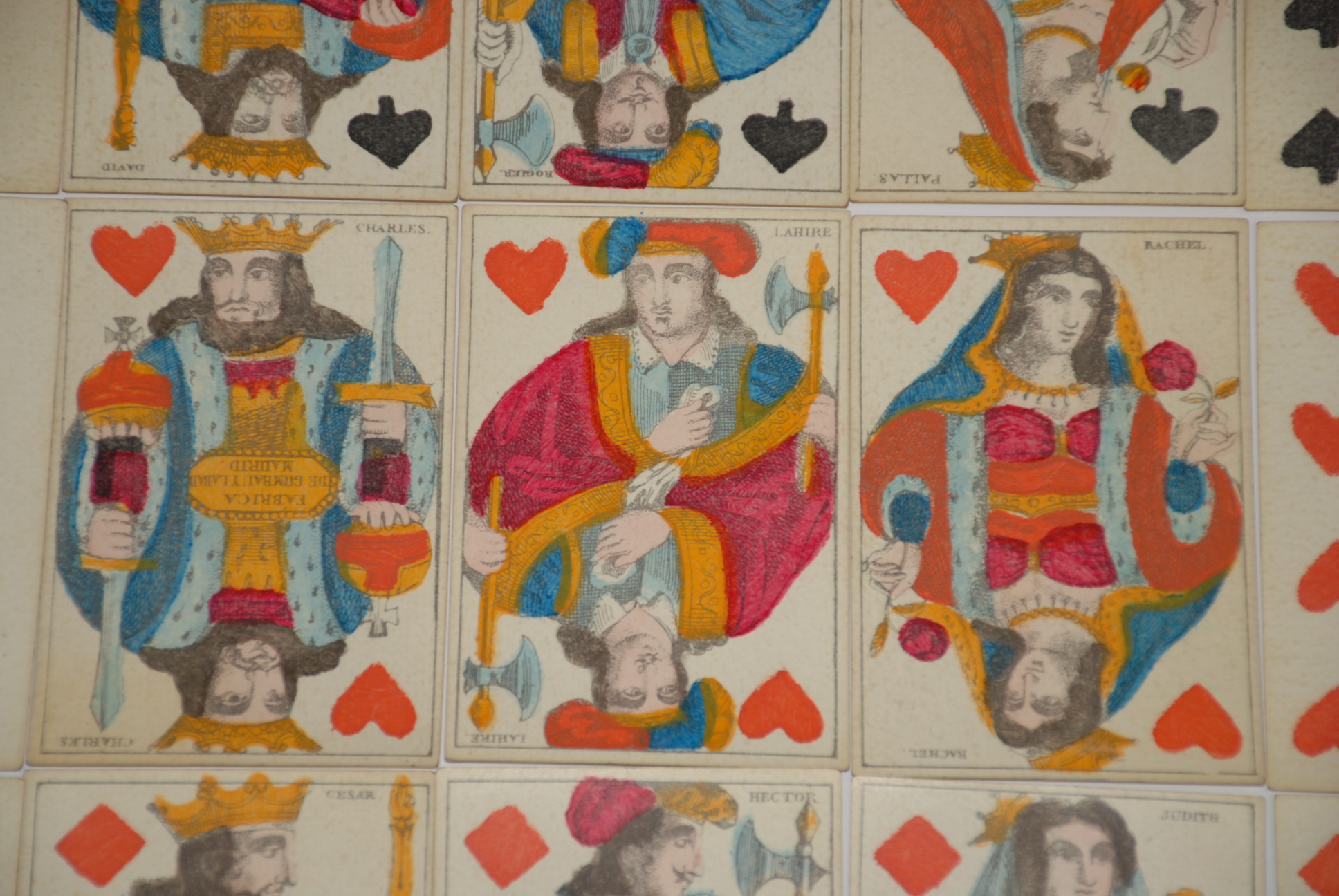 antique card game * French colored sheet * 32 playing cards at 1860/1880