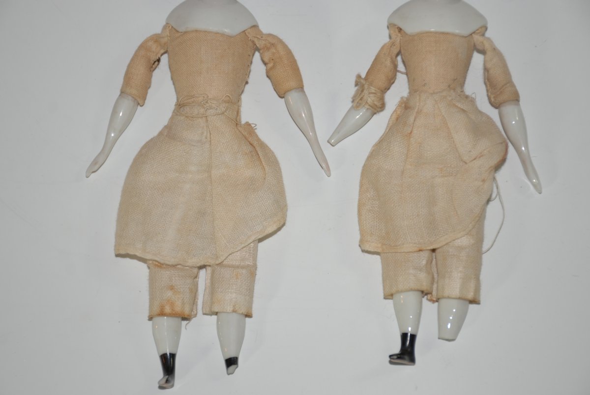 2 antique bisquite porcelain dollhouse dolls * c. 1860/1860