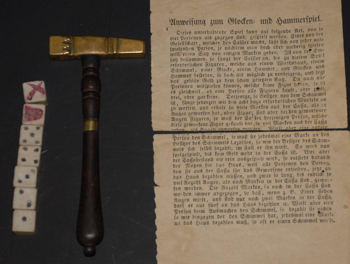 Biedermeier hammer & bell game * litho. hand-colored Nbg. 1839