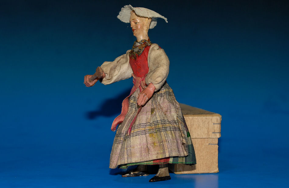 Antique Biedermeier Period Smoke Catch Doll Kitchens Cook Wood Carved 