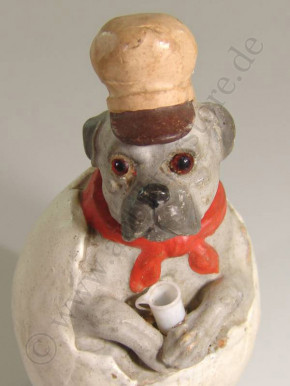 uralte Candybox Hund im Osterei * 1880-1890