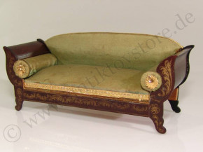 uraltes Puppenstuben BOULE Sofa um 1860-1880