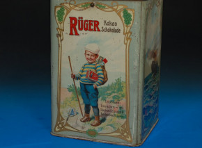 antike Blechdose * Rüger Kakao Schokoladen Dose * um 1910