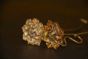 2 uralte Puppenstuben Lampenwandhalter aus Goldblech * Erhard & Söhne