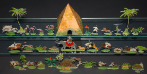 Allgeyer Zinnfiguren * Orientalische Maurische Raubkatzen Jagd mit Pyramide * vor 1900