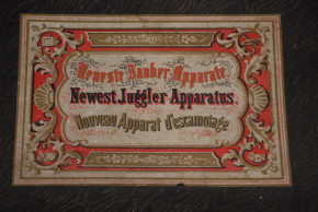 uralter Biedermeier Zauberkasten * "Neuste Bauber-Apparate" * um 1850/1860