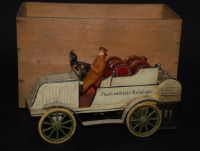 uraltes Dampf Auto * Frankenthaler Bräuhaus * Blech lackiert um 1905