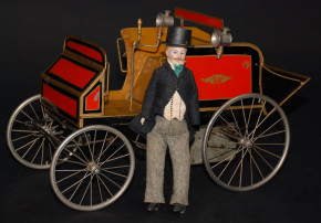 uralte Motor-Kutsche mit Uhrwerkantrieb * Blech/lackiert * vor 1900