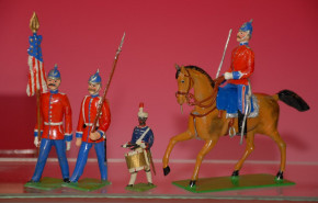 NORIS 19 Zinnfiguren * US-Infanterie Reiter im Karton * H 11 cm * vor 1900