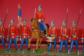 NORIS 19 Zinnfiguren * US-Infanterie Reiter im Karton * H 11 cm * vor 1900