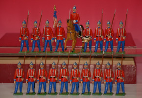 NORIS 19 Zinnfiguren * US-Infanterie Reiter im Karton * H 11 cm * vor 1900