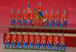 NORIS 19 Zinnfiguren * US-Infanterie Reiter im Karton * H 11 cm * vor 1900