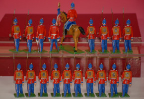 NORIS 19 Zinnfiguren * US-Infanterie Reiter im Karton * H 11 cm * vor 1900