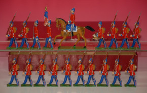 NORIS 19 Zinnfiguren * US-Infanterie Reiter im Karton * H 11 cm * vor 1900