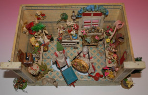 uralter Moritz Gottschalk Puppen Blumenladen mit viel Zubehör * um 1905/1910