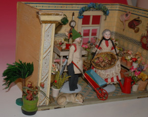 uralter Moritz Gottschalk Puppen Blumenladen mit viel Zubehör * um 1905/1910