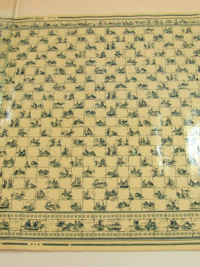 uralte Puppenküchen Fliesen - Tapete mit Delftermuster * 1910