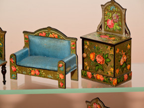 uraltes Puppenstuben Salon Möbelset - 12-teilig * um 1860/1880