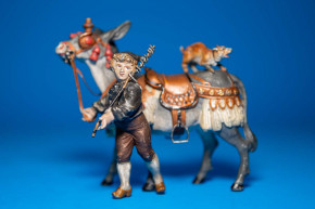 uralte Heyde Nippesfigur * Junge mit Esel & Hund * Dresden um 1900